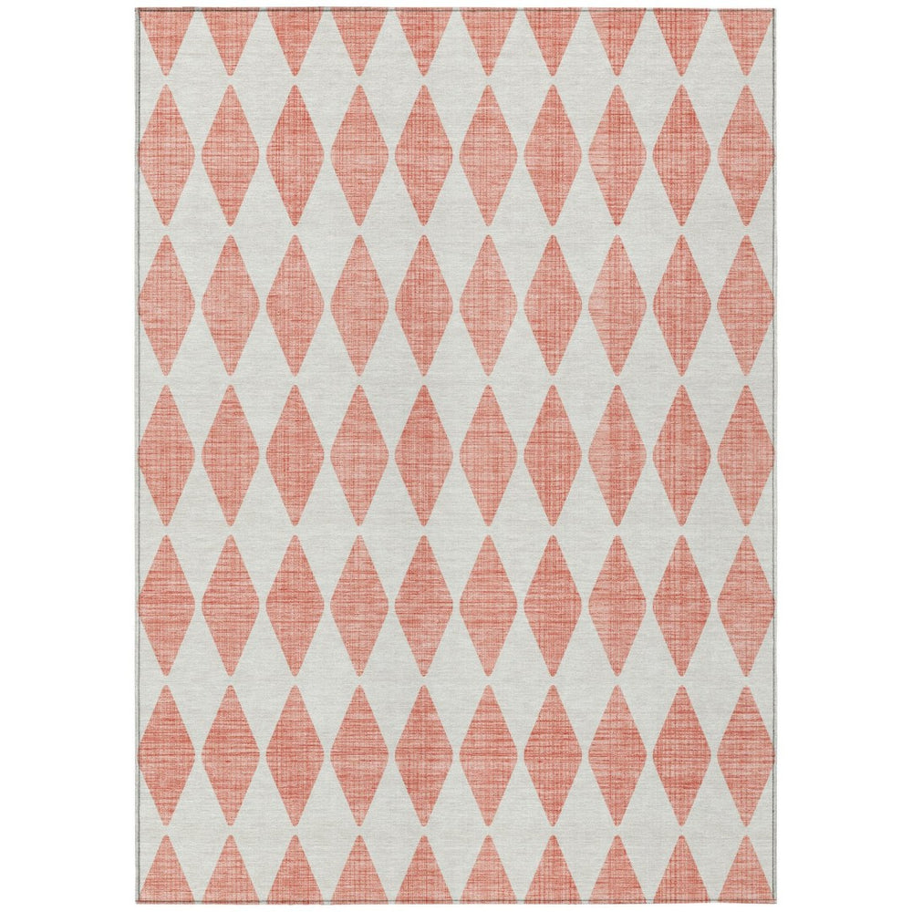 HomeRoots 9' Stylish Salmon and Ivory Geometric Area Rug – Durable, Washable Design for Indoor and Outdoor Use 9' X 12' 577107