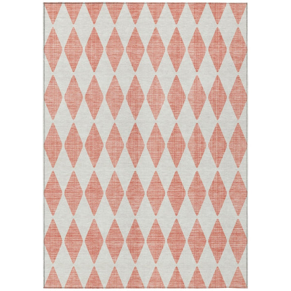 HomeRoots 9' Stylish Salmon and Ivory Geometric Area Rug – Durable, Washable Design for Indoor and Outdoor Use 9' X 12' 577107