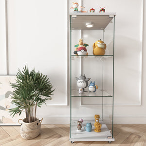 English Elm Modern Glass Display Cabinet With Custom Led Lighting - Elegant 1-Door, 3-Shelf Storage For Any Room W241P242919