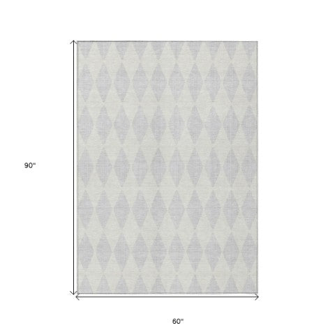 Homeroots 3' Beige Geometric Washable Indoor Outdoor Area Rug For Versatile Style In Any High Traffic Space 5' X 8' Polyester 577110