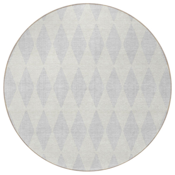 Homeroots 3' Beige Geometric Washable Indoor Outdoor Area Rug For Versatile Style In Any High Traffic Space 8' Round Polyester 577111