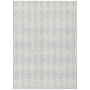 HomeRoots 5' Modern Silver and Ivory Geometric Area Rug - Washable, Durable, Indoor/Outdoor Style for Any Space 8' X 10' 577112
