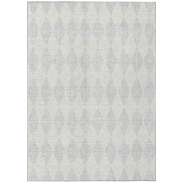 HomeRoots 5' Modern Silver and Ivory Geometric Area Rug - Washable, Durable, Indoor/Outdoor Style for Any Space 8' X 10' 577112