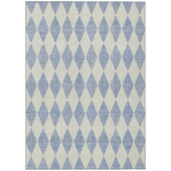 HomeRoots 5' Sky Blue and Ivory Geometric Area Rug - Stylish, Washable Design for Indoor and Outdoor Spaces 8' X 10' 577118