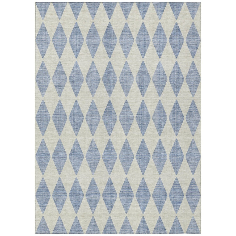 HomeRoots 5' Sky Blue and Ivory Geometric Area Rug - Stylish, Washable Design for Indoor and Outdoor Spaces 10' X 14' 577120