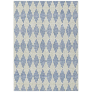 HomeRoots 5' Sky Blue and Ivory Geometric Area Rug - Stylish, Washable Design for Indoor and Outdoor Spaces 10' X 14' 577120