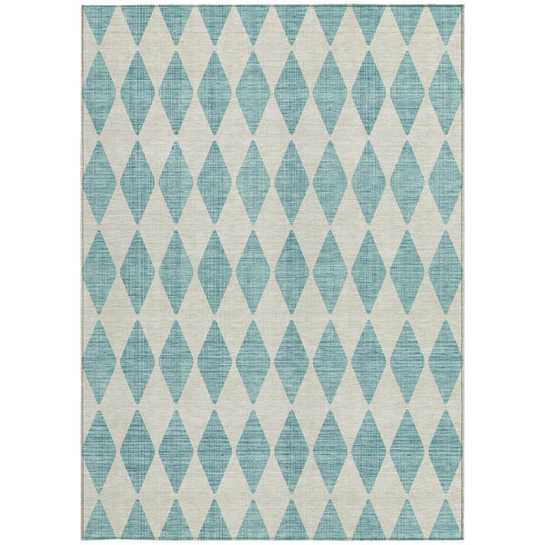 Homeroots 3' Beige Geometric Washable Indoor Outdoor Area Rug For Versatile Style In Any High Traffic Space 5' X 8' Polyester 577128