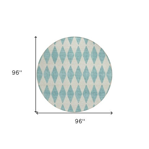 Homeroots 3' Beige Geometric Washable Indoor Outdoor Area Rug For Versatile Style In Any High Traffic Space 8' Round Polyester 577129