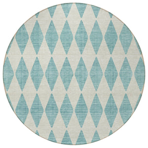 Homeroots 3' Beige Geometric Washable Indoor Outdoor Area Rug For Versatile Style In Any High Traffic Space 8' Round Polyester 577129