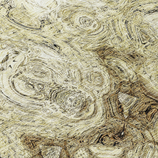 Homeroots 3' Beige Taupe And Brown Abstract Washable Area Rug For Indoor And Outdoor Use - Durable Design 8' Round Polyester 577135