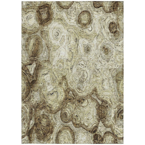 Homeroots 3' Beige Taupe And Brown Abstract Washable Area Rug For Indoor And Outdoor Use - Durable Design 9' X 12' Polyester 577137