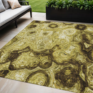 Homeroots 3' Beige Taupe And Brown Abstract Washable Area Rug For Indoor And Outdoor Use - Durable Design 5' X 8' Polyester 577140