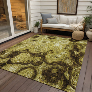 Homeroots 3' Beige Taupe And Brown Abstract Washable Area Rug For Indoor And Outdoor Use - Durable Design 5' X 8' Polyester 577140