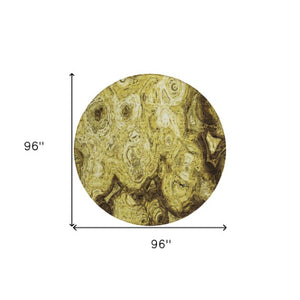 Homeroots 3' Beige Taupe And Brown Abstract Washable Area Rug For Indoor And Outdoor Use - Durable Design 8' Round Polyester 577141