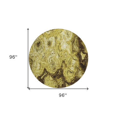 Homeroots 3' Beige Taupe And Brown Abstract Washable Area Rug For Indoor And Outdoor Use - Durable Design 8' Round Polyester 577141