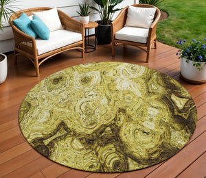 Homeroots 3' Beige Taupe And Brown Abstract Washable Area Rug For Indoor And Outdoor Use - Durable Design 8' Round Polyester 577141