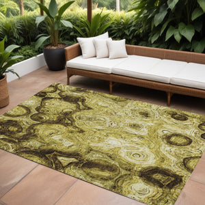 Homeroots 3' Beige Taupe And Brown Abstract Washable Area Rug For Indoor And Outdoor Use - Durable Design 8' X 10' Polyester 577142