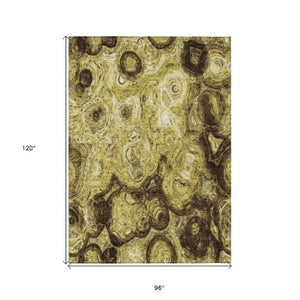 Homeroots 3' Beige Taupe And Brown Abstract Washable Area Rug For Indoor And Outdoor Use - Durable Design 8' X 10' Polyester 577142