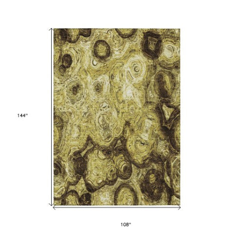 Homeroots 3' Beige Taupe And Brown Abstract Washable Area Rug For Indoor And Outdoor Use - Durable Design 9' X 12' Polyester 577143