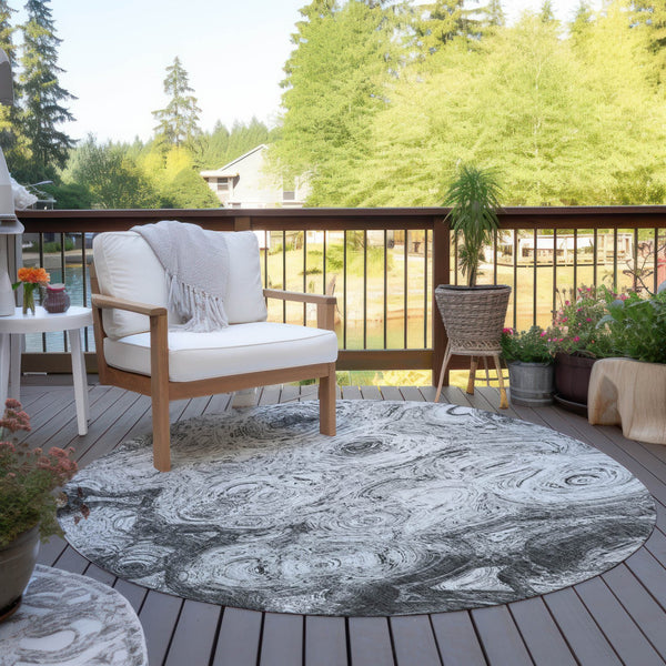 Homeroots 3' Beige Taupe And Brown Abstract Washable Area Rug For Indoor And Outdoor Use - Durable Design 8' Round Polyester 577147