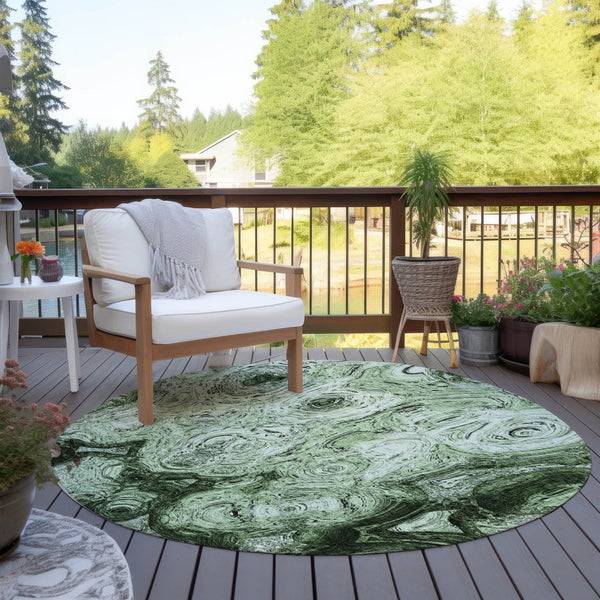 Homeroots 3' Beige Taupe And Brown Abstract Washable Area Rug For Indoor And Outdoor Use - Durable Design 8' Round Polyester 577153