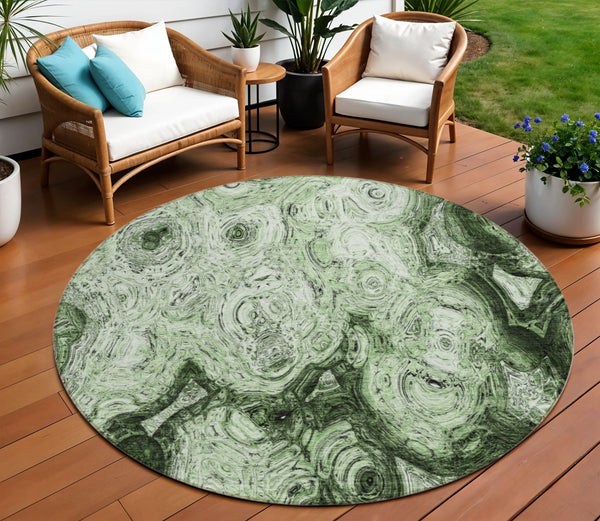 Homeroots 3' Beige Taupe And Brown Abstract Washable Area Rug For Indoor And Outdoor Use - Durable Design 8' Round Polyester 577153
