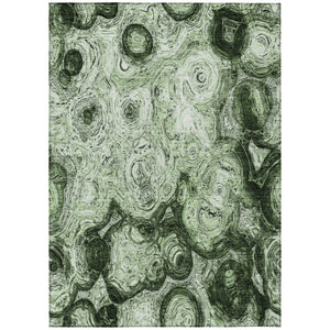 HomeRoots 5' Nature-Inspired Abstract Washable Area Rug in Artichoke Green & Emerald for Indoor/Outdoor Use 10' X 14' 577156