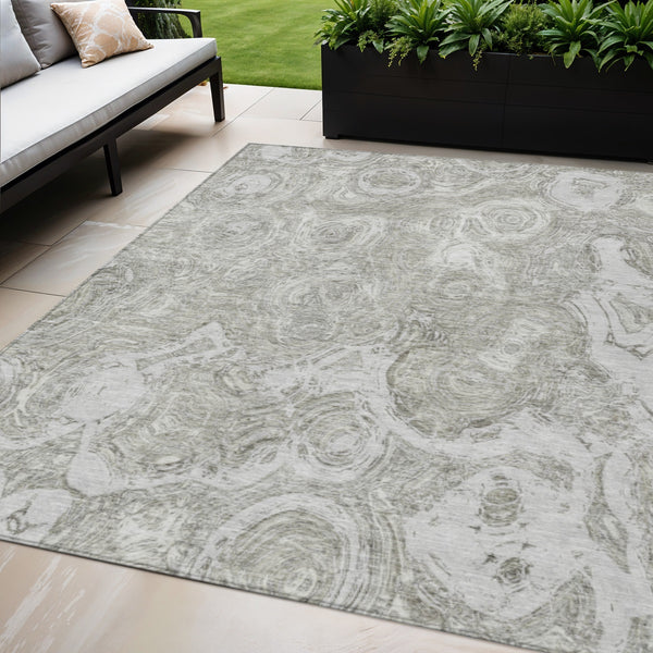 Homeroots 3' Beige Taupe And Brown Abstract Washable Area Rug For Indoor And Outdoor Use - Durable Design 5' X 8' Polyester 577158