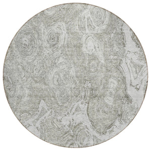 HomeRoots 5' Abstract Ivory and Taupe Area Rug - Stylish Washable Indoor-Outdoor Design for Any Space 8' Round 577159