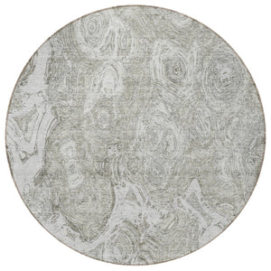 HomeRoots 5' Abstract Ivory and Taupe Area Rug - Stylish Washable Indoor-Outdoor Design for Any Space 8' Round 577159