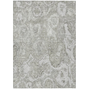 HomeRoots 5' Abstract Ivory and Taupe Area Rug - Stylish Washable Indoor-Outdoor Design for Any Space 8' X 10' 577160