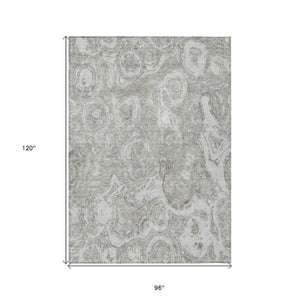 Homeroots 3' Beige Taupe And Brown Abstract Washable Area Rug For Indoor And Outdoor Use - Durable Design 8' X 10' Polyester 577160