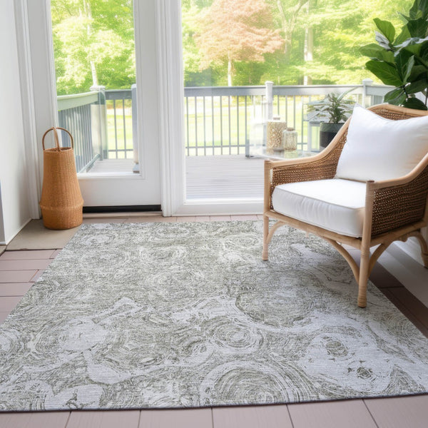 Homeroots 3' Beige Taupe And Brown Abstract Washable Area Rug For Indoor And Outdoor Use - Durable Design 8' X 10' Polyester 577160