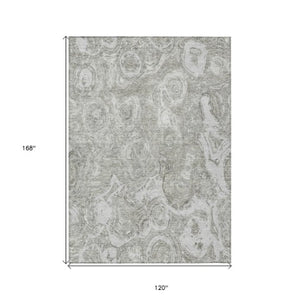 Homeroots 3' Beige Taupe And Brown Abstract Washable Area Rug For Indoor And Outdoor Use - Durable Design 10' X 14' Polyester 577162