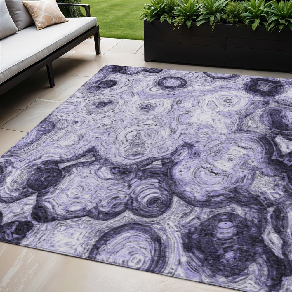 HomeRoots 5' Abstract Purple and Lavender Washable Area Rug for Stylish Indoor and Outdoor Spaces 5' X 8' 577164