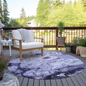 Homeroots 3' Beige Taupe And Brown Abstract Washable Area Rug For Indoor And Outdoor Use - Durable Design 8' Round Polyester 577165