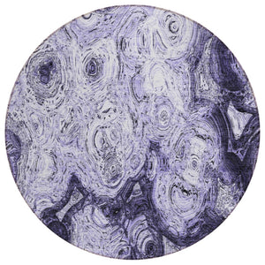 HomeRoots 5' Abstract Purple and Lavender Washable Area Rug for Stylish Indoor and Outdoor Spaces 8' Round 577165