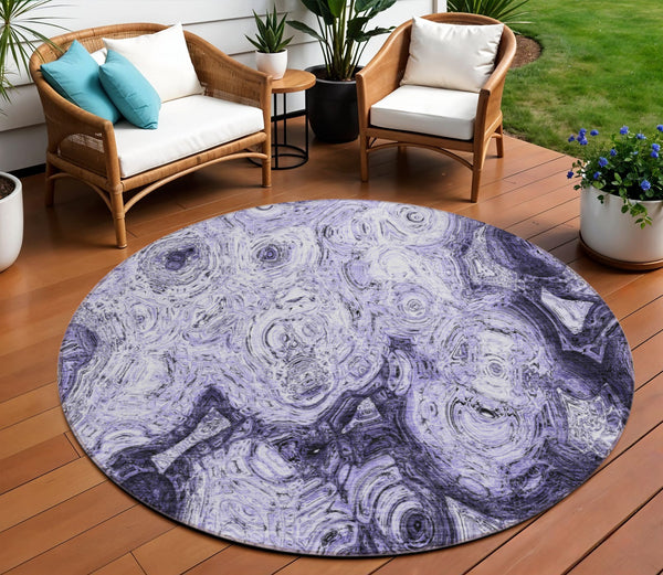 Homeroots 3' Beige Taupe And Brown Abstract Washable Area Rug For Indoor And Outdoor Use - Durable Design 8' Round Polyester 577165