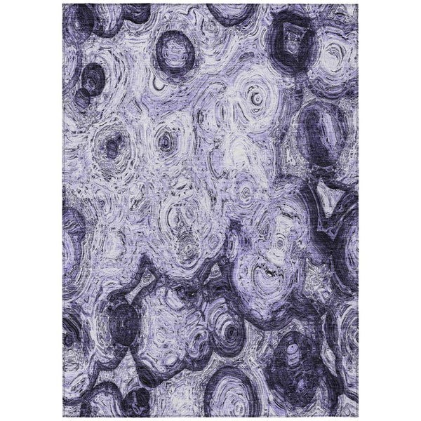HomeRoots 5' Abstract Purple and Lavender Washable Area Rug for Stylish Indoor and Outdoor Spaces 8' X 10' 577166