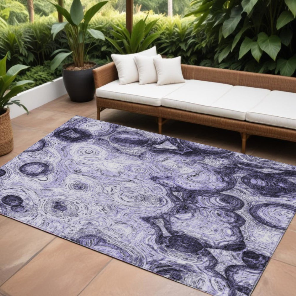 HomeRoots 9' Abstract Indoor Outdoor Area Rug in Vibrant Purple and Lavender - Durable, Washable, Stylish 9' X 12' 577167