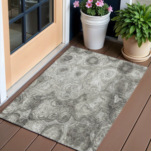 Homeroots 3' Beige Taupe And Brown Abstract Washable Area Rug For Indoor And Outdoor Use - Durable Design 3' X 5' Polyester 577169