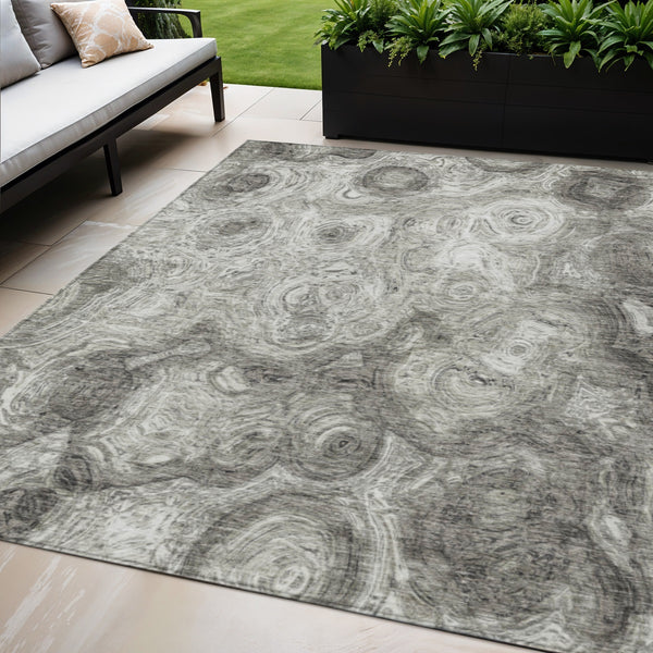 Homeroots 3' Beige Taupe And Brown Abstract Washable Area Rug For Indoor And Outdoor Use - Durable Design 5' X 8' Polyester 577170