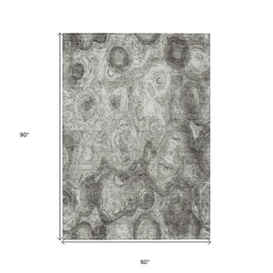 Homeroots 3' Beige Taupe And Brown Abstract Washable Area Rug For Indoor And Outdoor Use - Durable Design 5' X 8' Polyester 577170