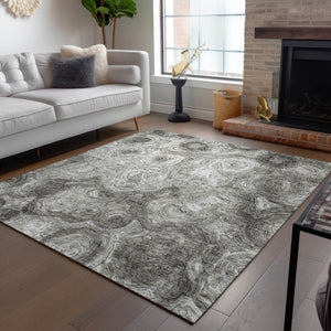 Homeroots 3' Beige Taupe And Brown Abstract Washable Area Rug For Indoor And Outdoor Use - Durable Design 5' X 8' Polyester 577170