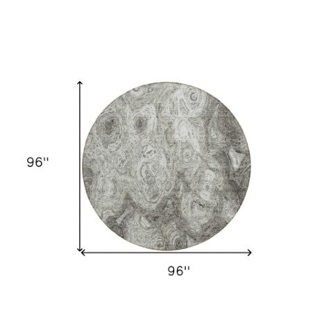 Homeroots 3' Beige Taupe And Brown Abstract Washable Area Rug For Indoor And Outdoor Use - Durable Design 8' Round Polyester 577171