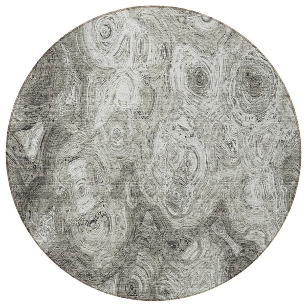 Homeroots 3' Beige Taupe And Brown Abstract Washable Area Rug For Indoor And Outdoor Use - Durable Design 8' Round Polyester 577171