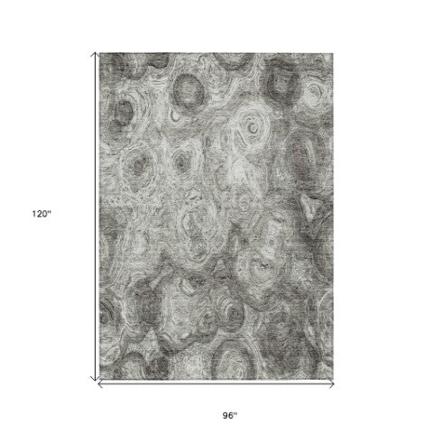 Homeroots 3' Beige Taupe And Brown Abstract Washable Area Rug For Indoor And Outdoor Use - Durable Design 8' X 10' Polyester 577172