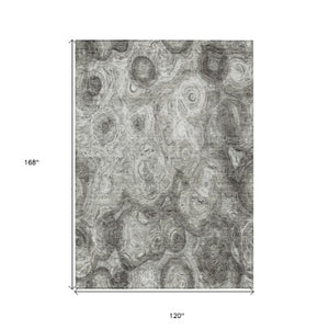 Homeroots 3' Beige Taupe And Brown Abstract Washable Area Rug For Indoor And Outdoor Use - Durable Design 10' X 14' Polyester 577174