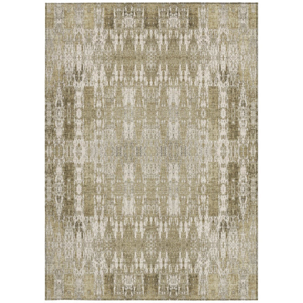 Homeroots 3' Stylish Beige And Tan Moroccan Washable Area Rug For Indoor Or Outdoor Spaces, Durable Design 3' X 5' Polyester 577175