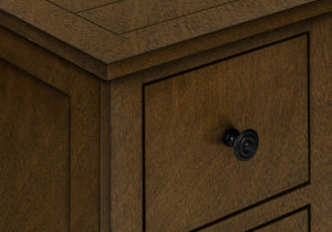 English Elm Accent Table For Small Spaces - Espresso Veneer Nightstand With 3 Storage Drawers & Modern Design B2710P219468
